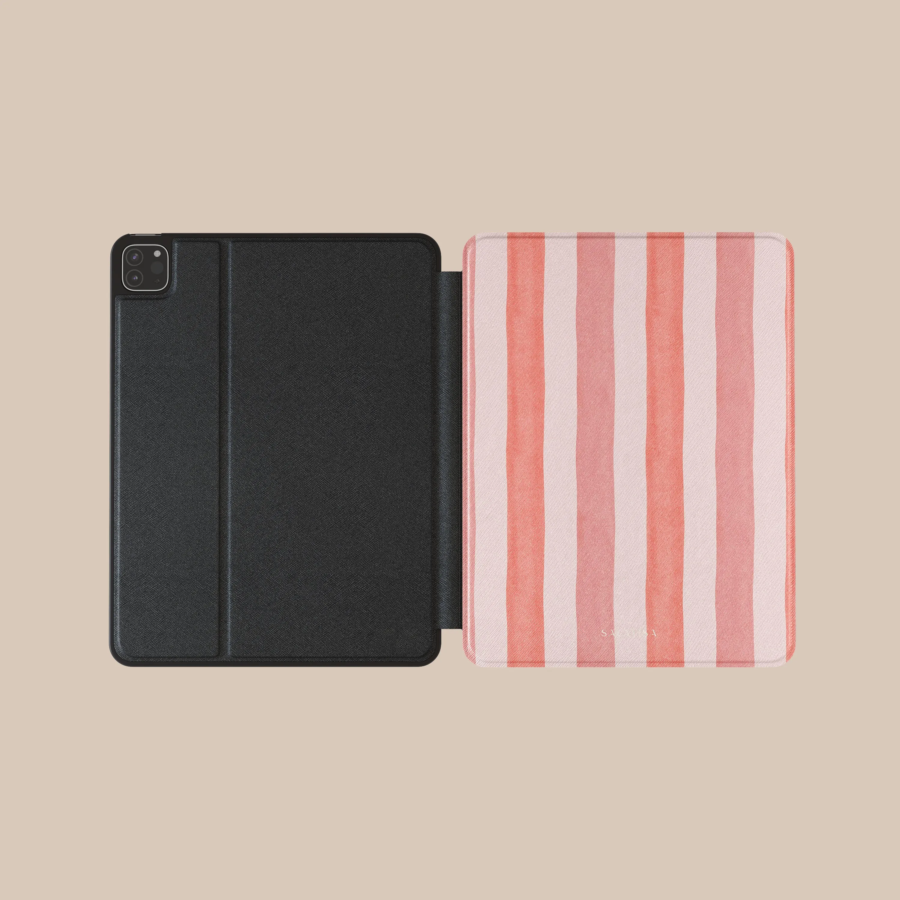 Coral Stripe iPad Case Durable Covering light carry tablet case