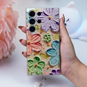 Blooming Secrets Floral Paradise Lanyard Case - Samsung Glossy Texture Sporty Design