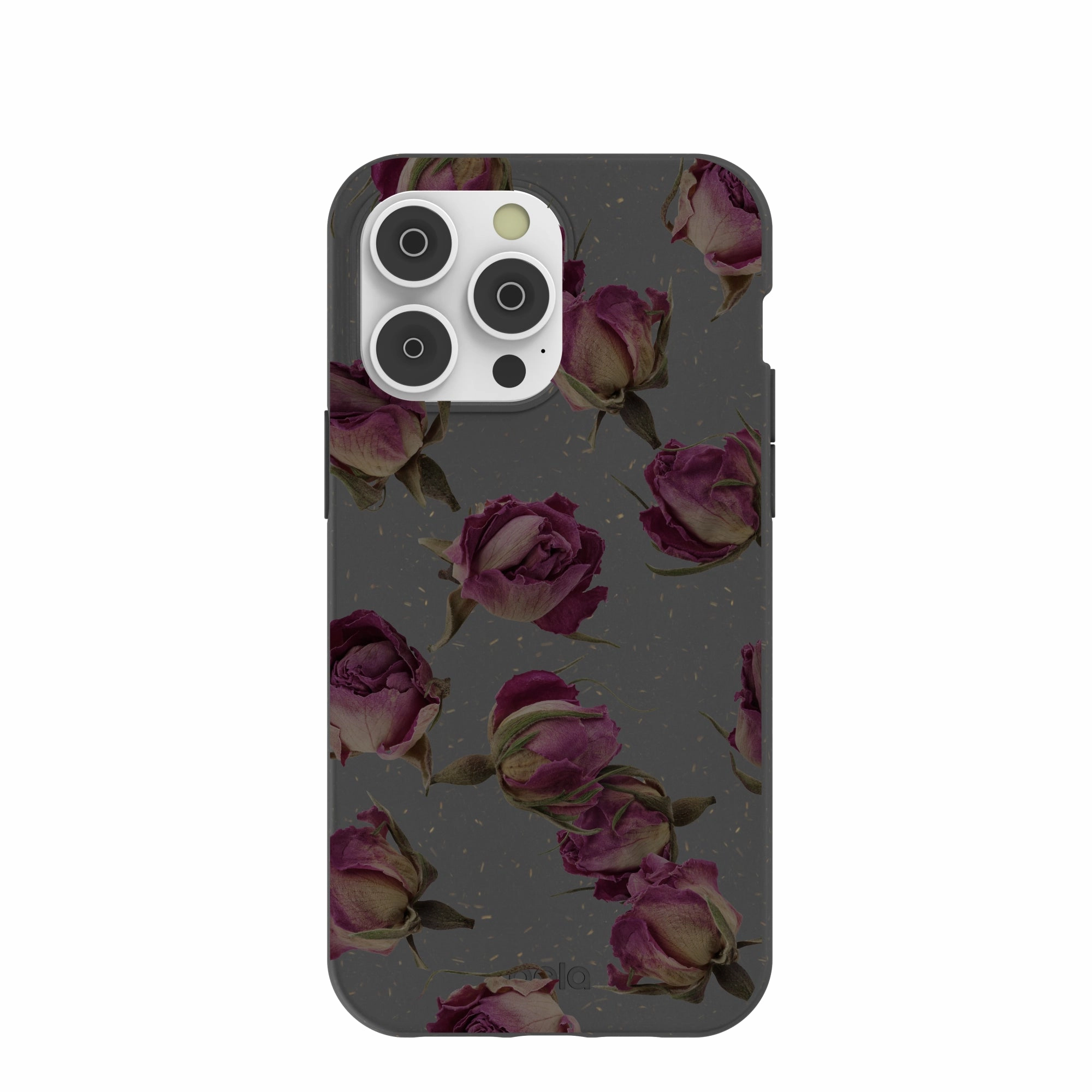 Black Dried Rosebuds iPhone 14 Pro Max Case Protective Texture Finish