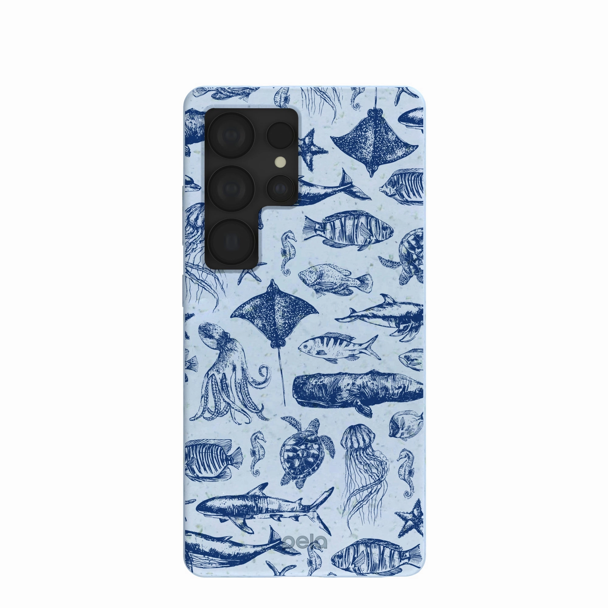 Powder Blue Marine Life Samsung Galaxy S25 Ultra Case Portable Grip