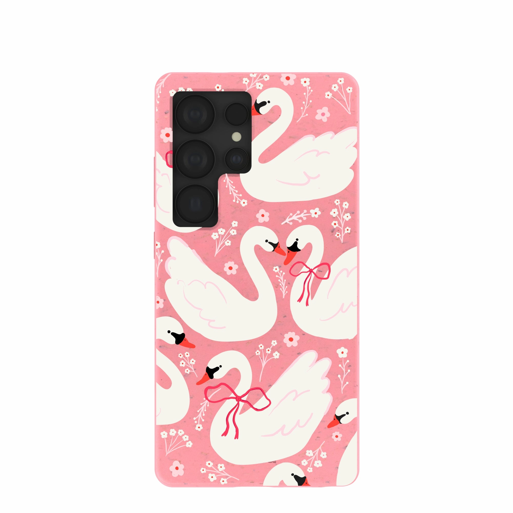 Bubblegum Pink Swan Garden Samsung Galaxy S25 Ultra Case Elegant Detail