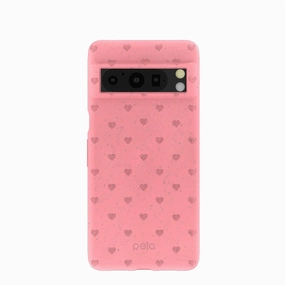 Protective Pattern Modern Design Texture Bubblegum Pink Hearts Google Pixel 8 Pro Case