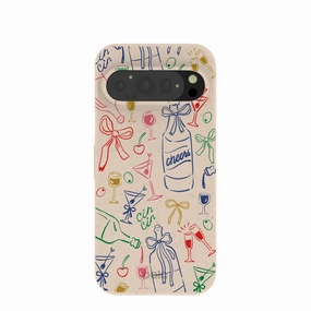 Hybrid Frame Waterproof Design Seashell Midnight Toast Google Pixel 9/9 Pro Case