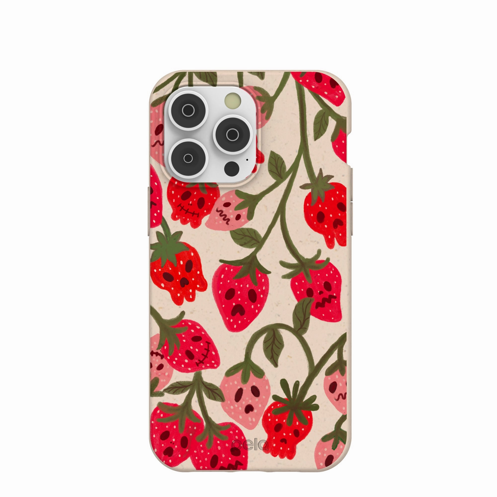 Hybrid Grip Lightweight texture Seashell Strawboories iPhone 14 Pro Max Case