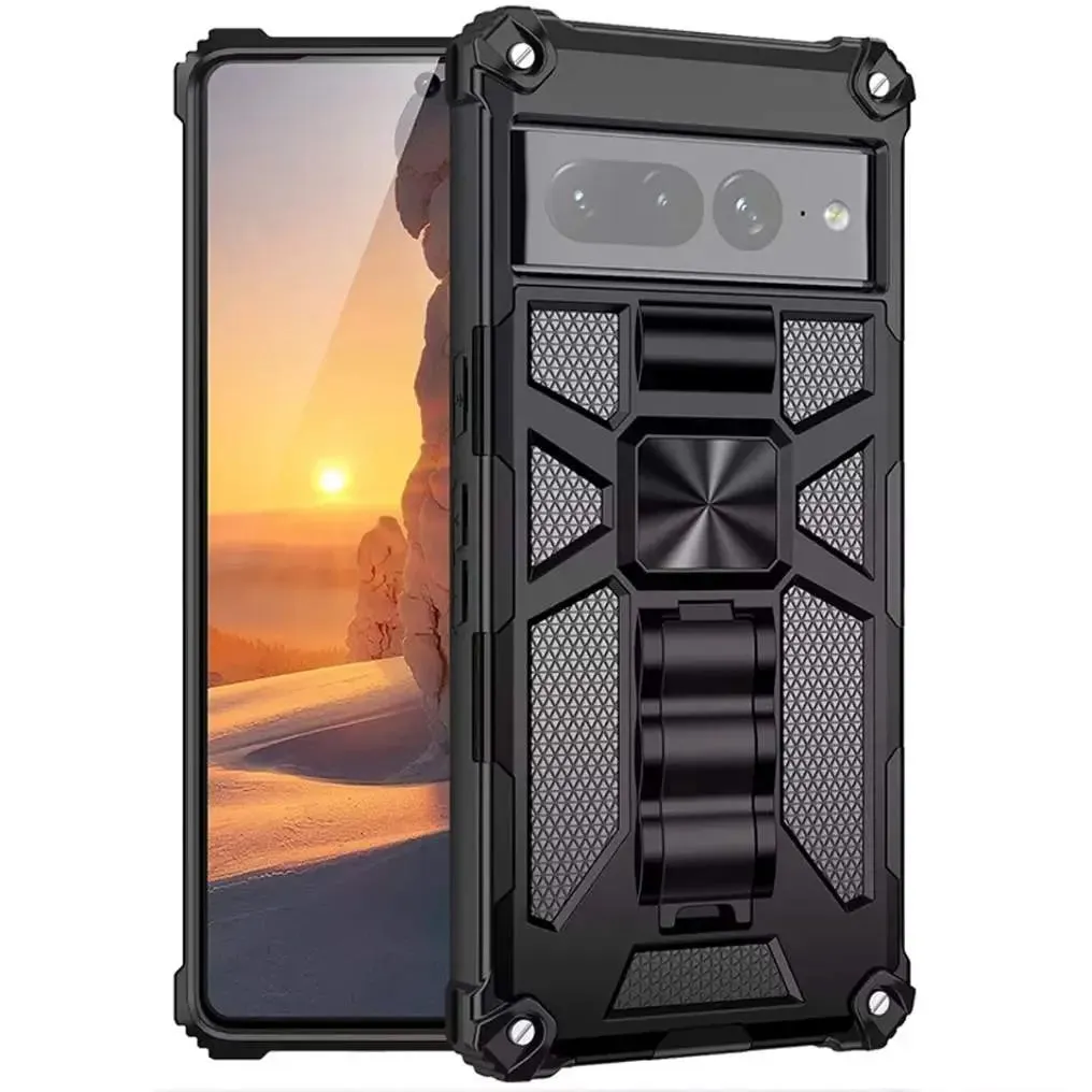 Google Pixel 7 Pro Armor Case with Kickstand & Magnetic Mount Matte Feel Texture Durable Surface