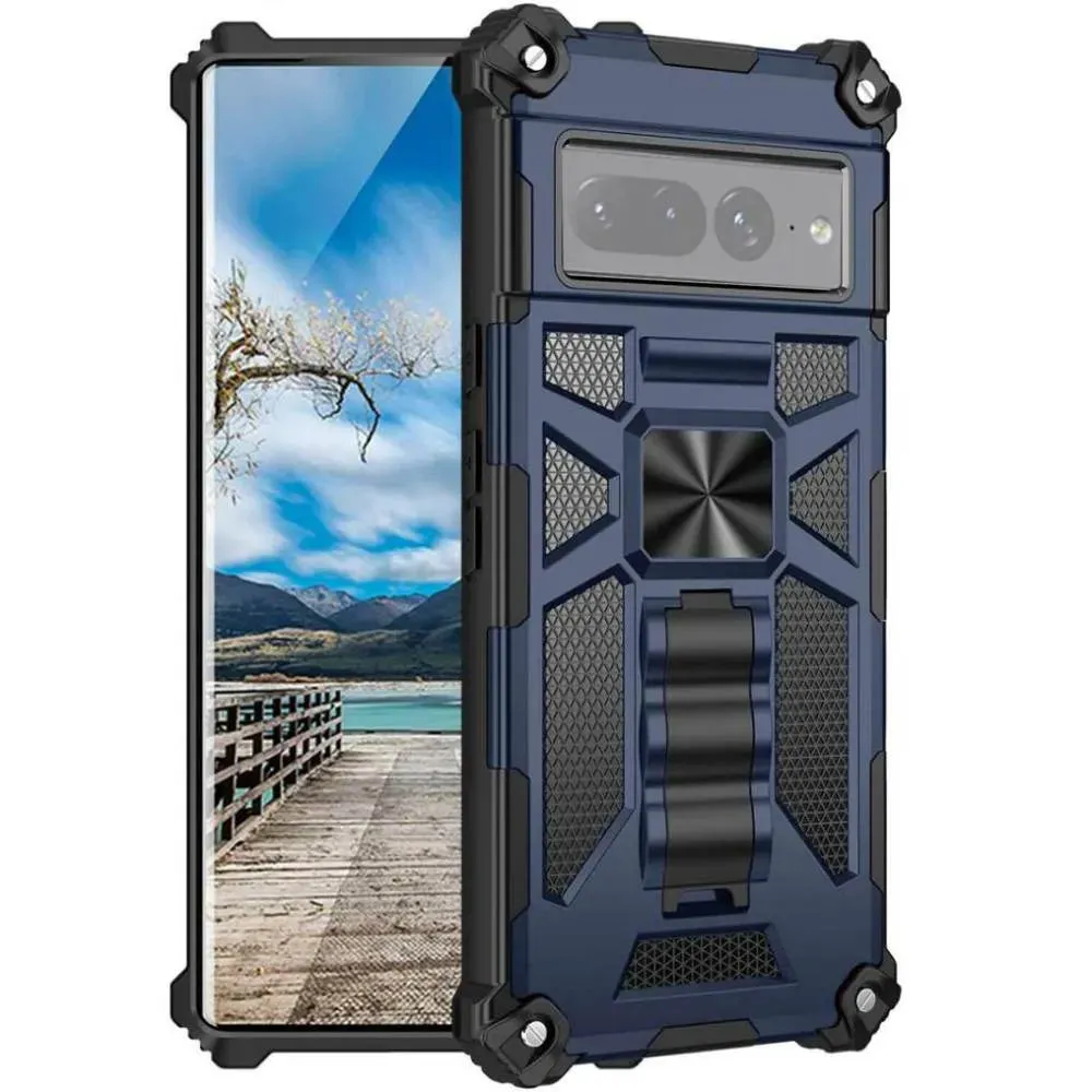 Daily Durability Premium Look Google Pixel 7 Pro Armor Case with Kickstand & Magnetic Mount