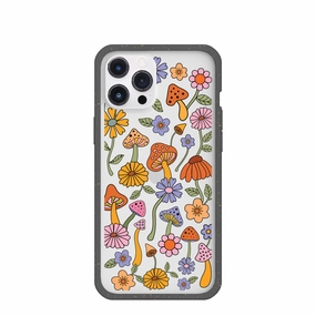 Transparent Shell Clear Shrooms and Blooms iPhone 12 Pro Max Case With Black Ridge