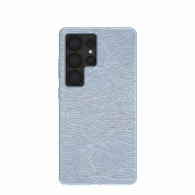 Powder Blue Ebb and Flow Samsung Galaxy S25 Ultra Case Fashion Texture metal frame