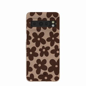 Hybrid Material Chocolate Brown Earthy Blooms Google Pixel 8 Pro Case