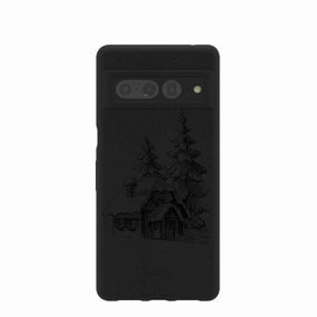 Strong material Black Lone Cabin Google Pixel 7 Pro Case