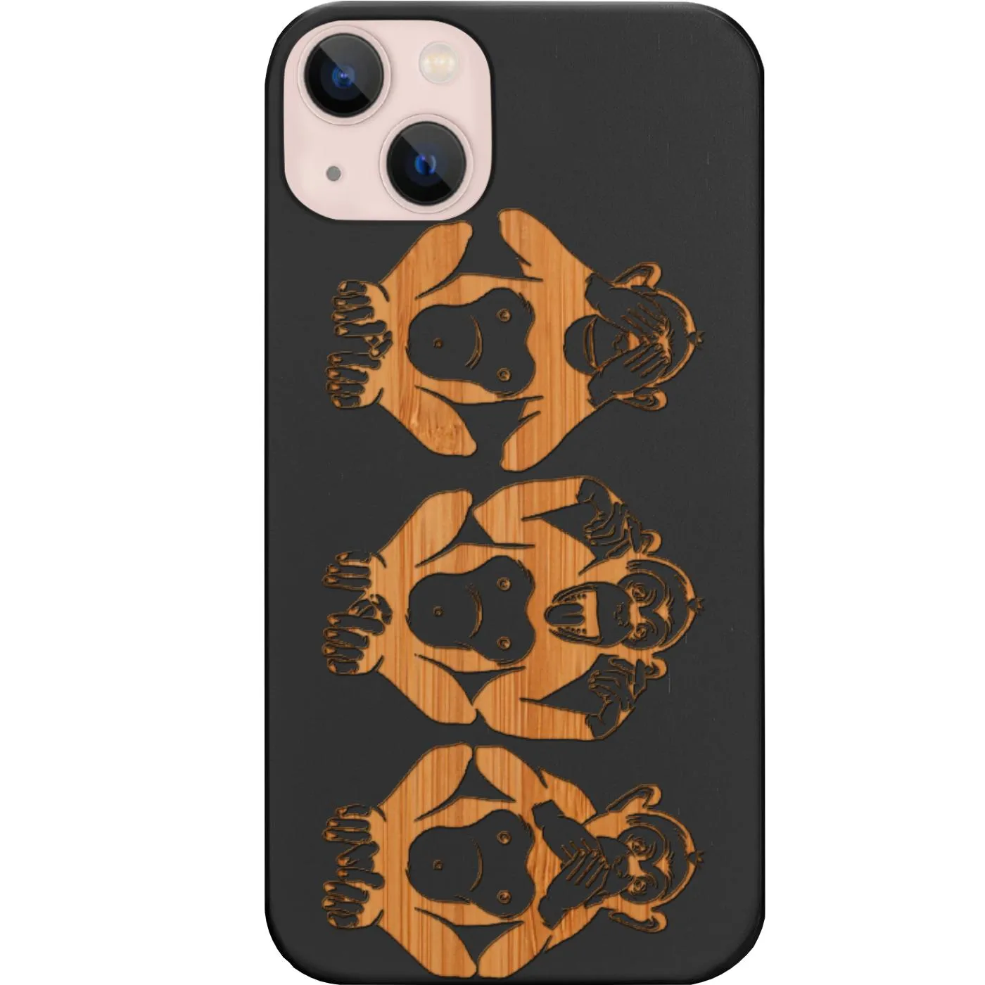 Universal Fit Comfort Shape Three Wise Monkeys - Engraved Phone Case