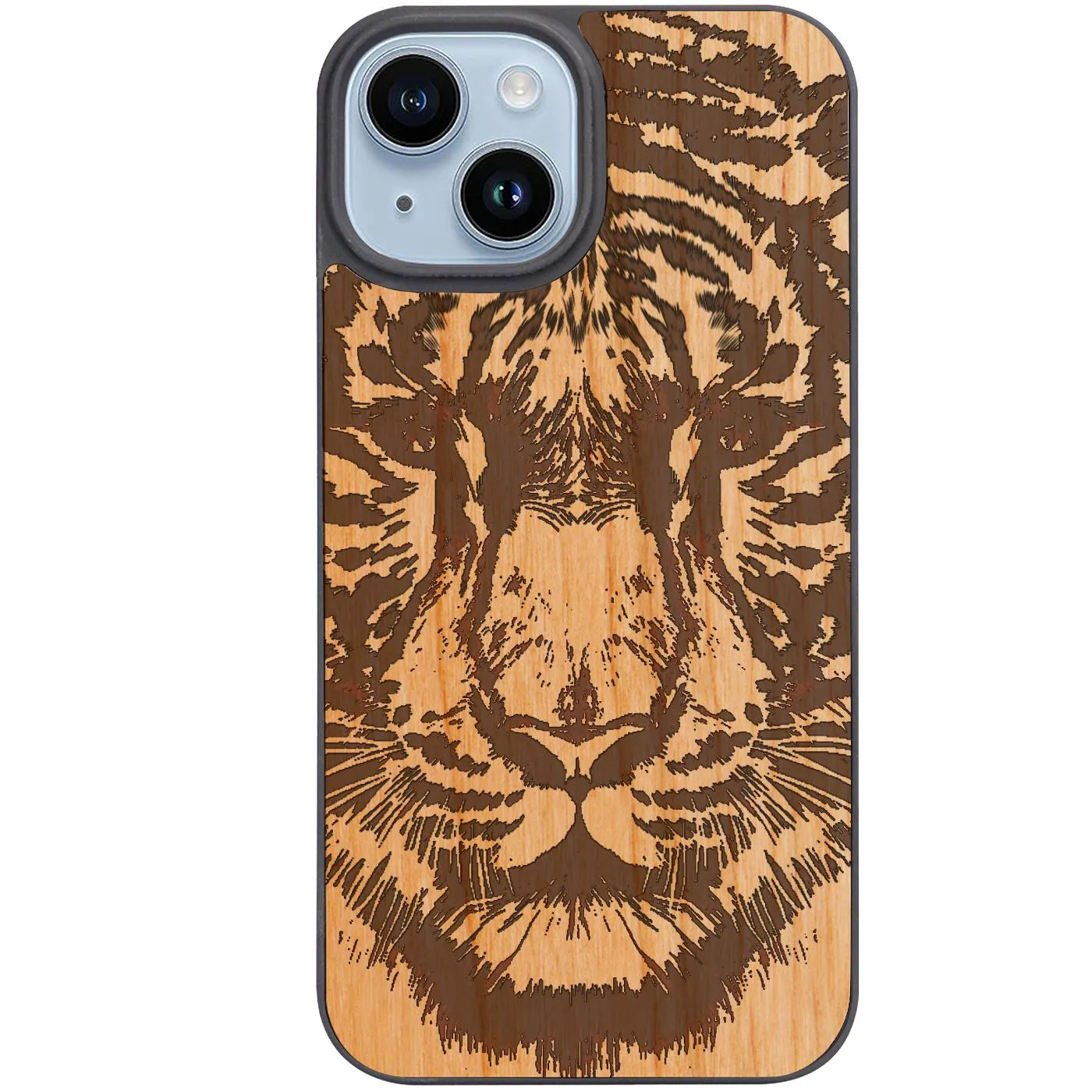 Modern Layer Smooth Shape Tiger Face 2 - Engraved Phone Case