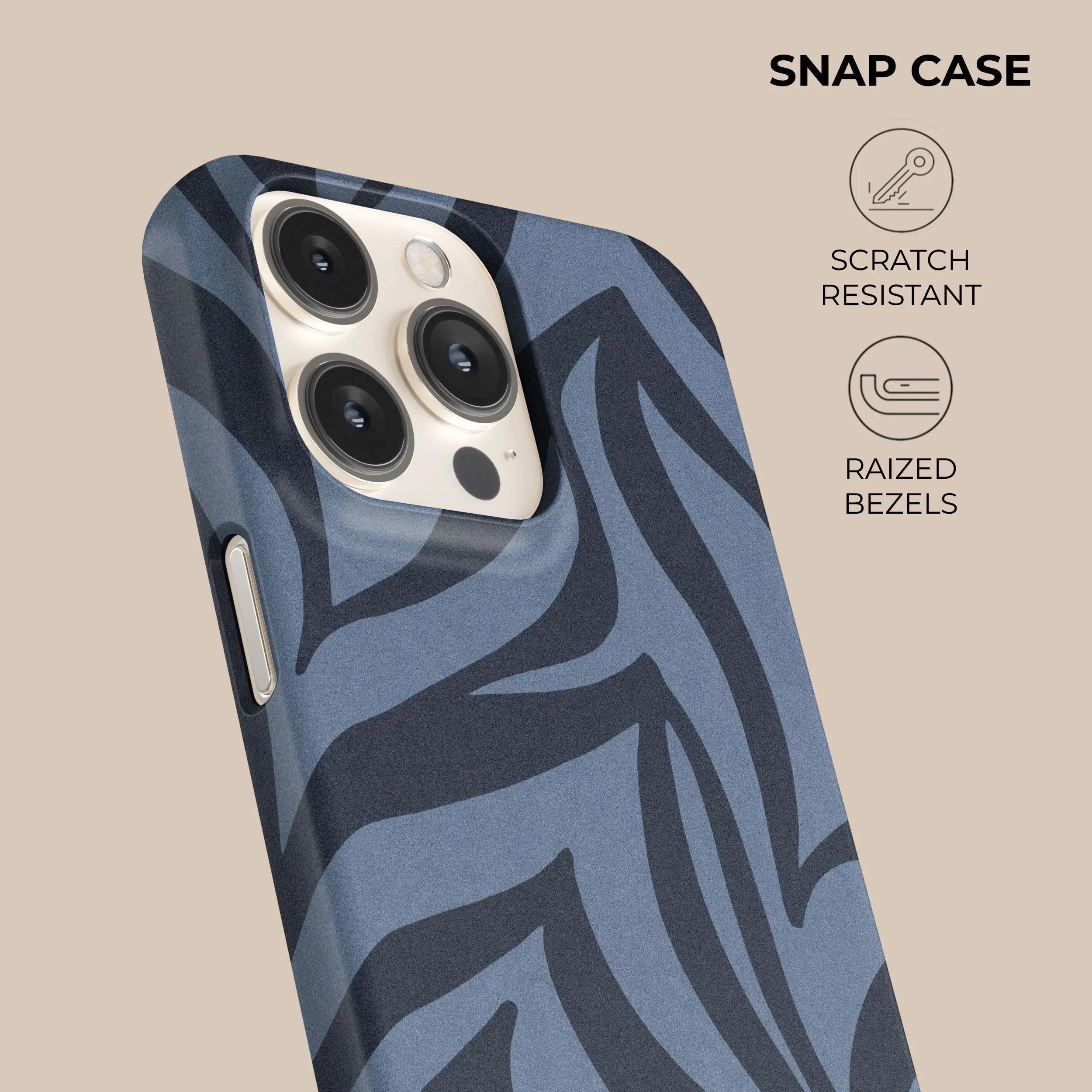Durable Edge Texture Blue Zebra Phone Case