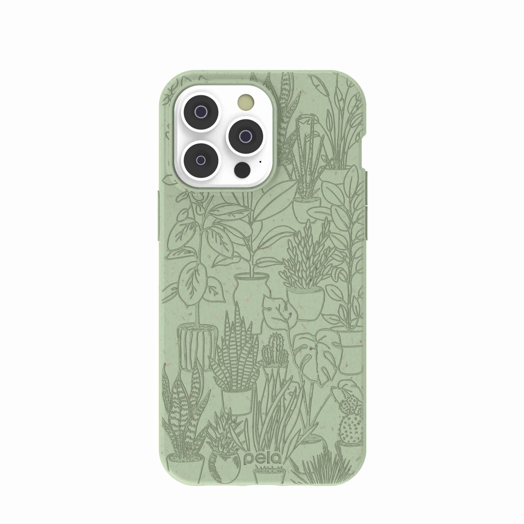 Sage Green Green Oasis iPhone 14 Pro Max Case Gloss Surface Hand Feel