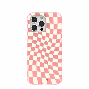 Compact Structure Modern Finish Bubblegum Pink Warped Checkers iPhone 15 Pro Max Case