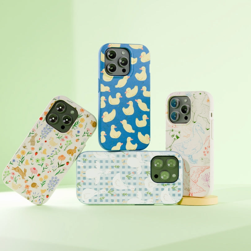 Smooth Edge Design Hybrid Look Powder Blue Blooming Quackers iPhone 17 Pro Max Case