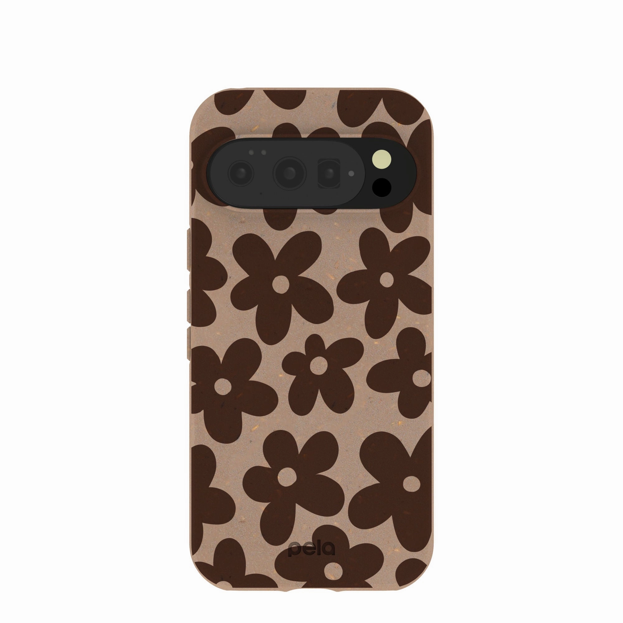 Chocolate Brown Earthy Blooms Google Pixel 10/10 Pro Case Soft touch layer