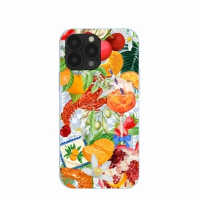 Powder Blue Mediterranean Summers iPhone 13 Pro Max Case Durable Texture Finish Hybrid Pattern