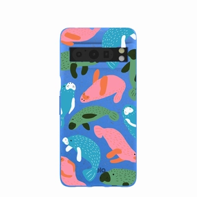 Electric Blue Sea Cows Google Pixel 8 Pro Case Glossy surface Strong Frame