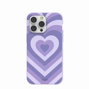 Smooth Detail Flexible Pattern Layer Lavender Power Hearts iPhone 14 Pro Max Case