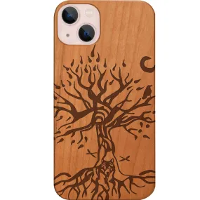 Pocket Friendly Office use Tree with Wolf - Engraved Phone Case