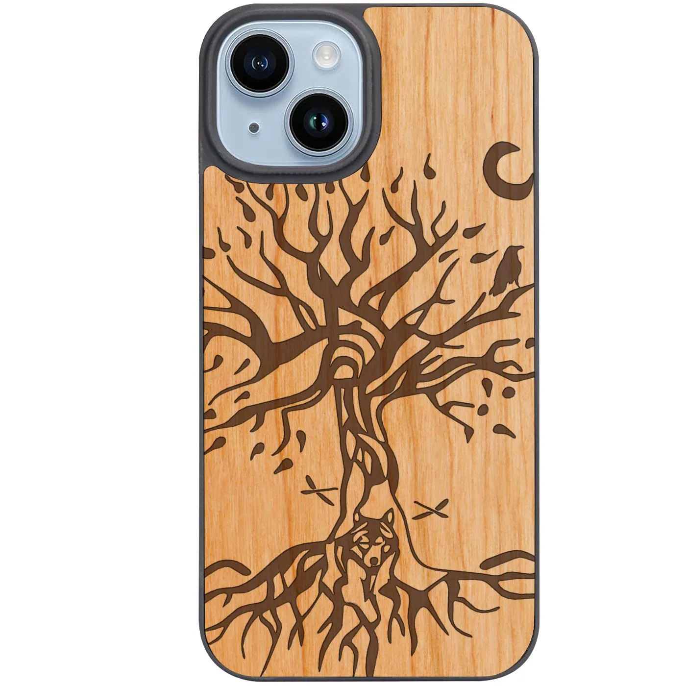 Tree with Wolf - Engraved Phone Case Drop Defense