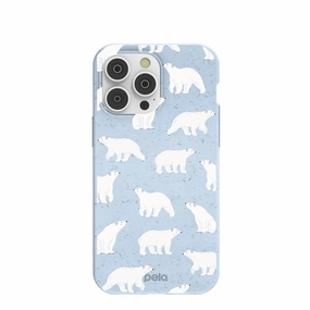 Elegant Texture Powder Blue Ice Bears iPhone 14 Pro Max Case