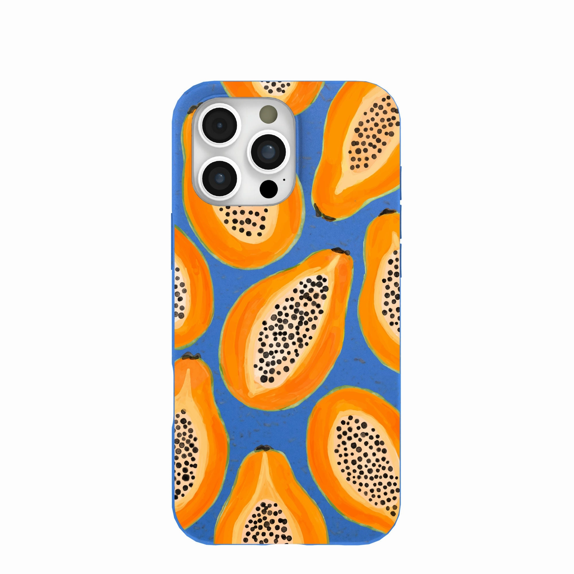 Electric Blue Juicy Papayas iPhone 16 Pro Max Case Smooth Shape