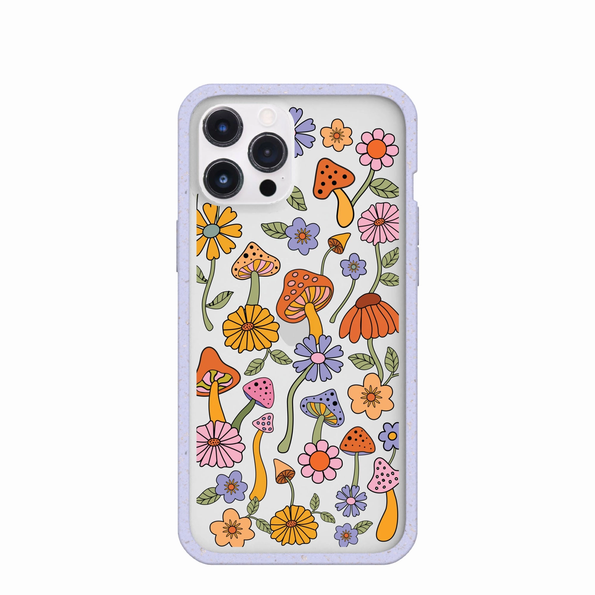 Shock Resistant Build Clear Shrooms and Blooms iPhone 12 Pro Max Case With Lavender Ridge