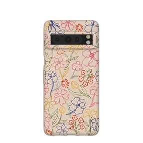 Hybrid Frame Seashell Petals Sketch Google Pixel 8 Pro Case