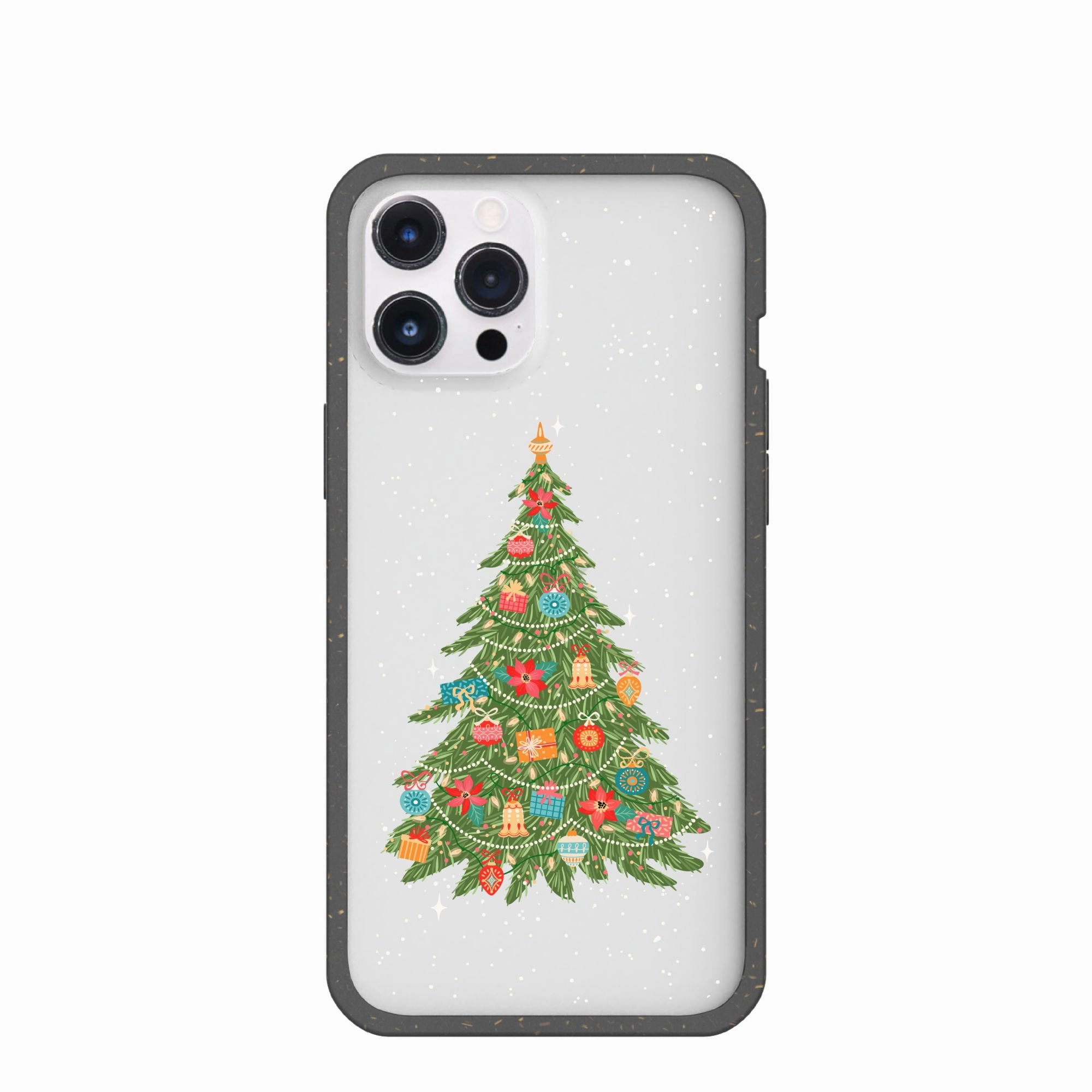Student Friendly Clear Merry and Bright iPhone 12 Pro Max Case With Black Ridge