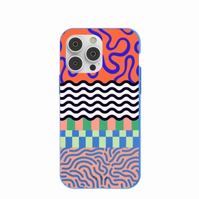 Electric Blue Tangerine Mix iPhone 14 Pro Max Case Unique Texture