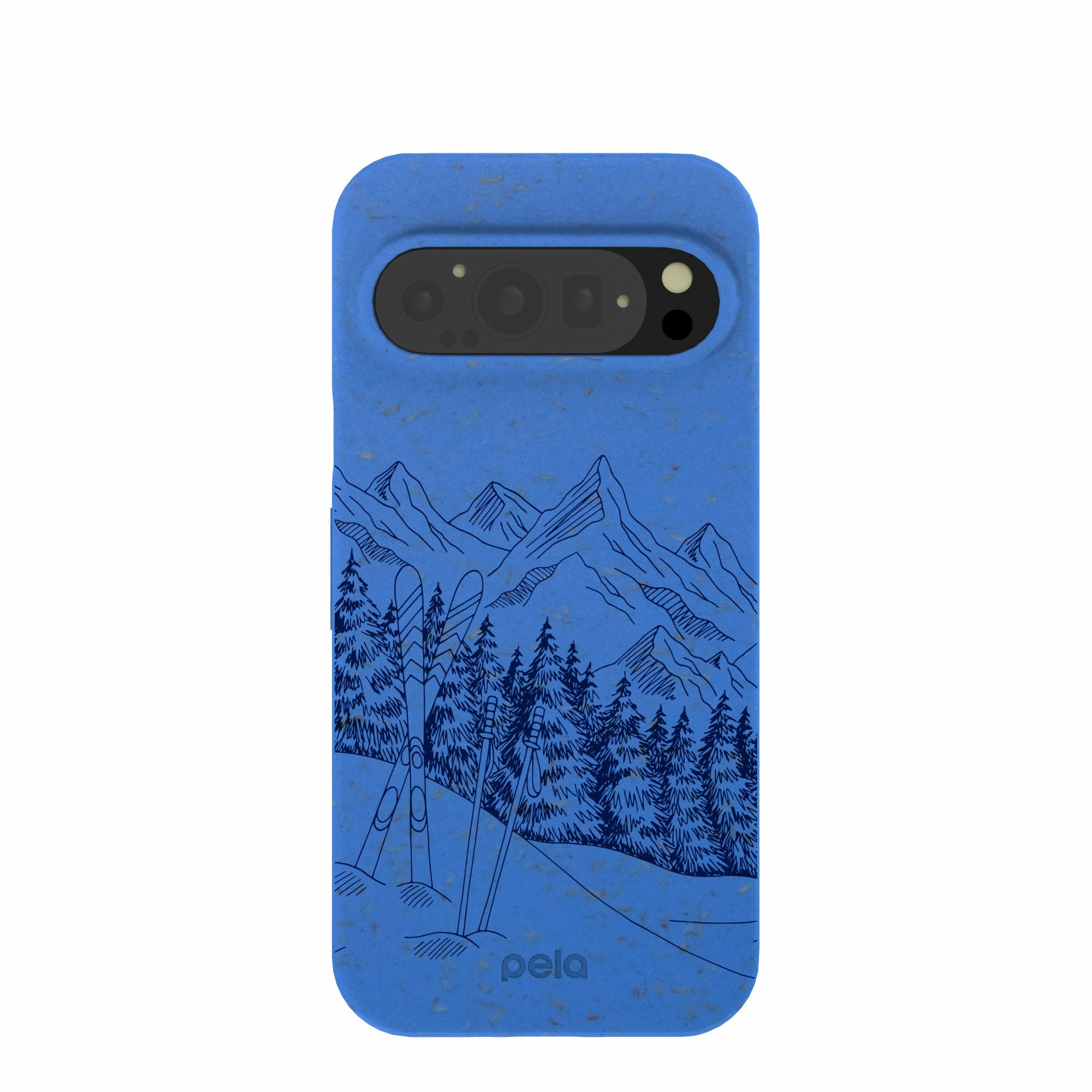 Clear Back Rugged Grip Electric Blue Backcountry Ski Google Pixel 9/9 Pro Case