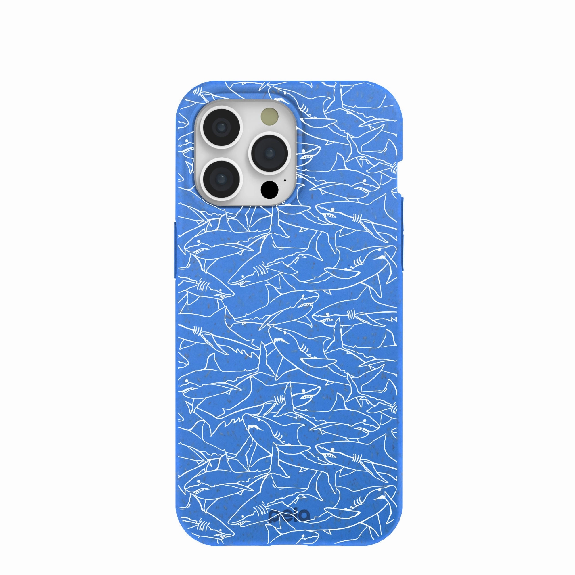 Electric Blue Shark Frenzy iPhone 15 Pro Max Case Comfort Texture Layer Cushioned Edge