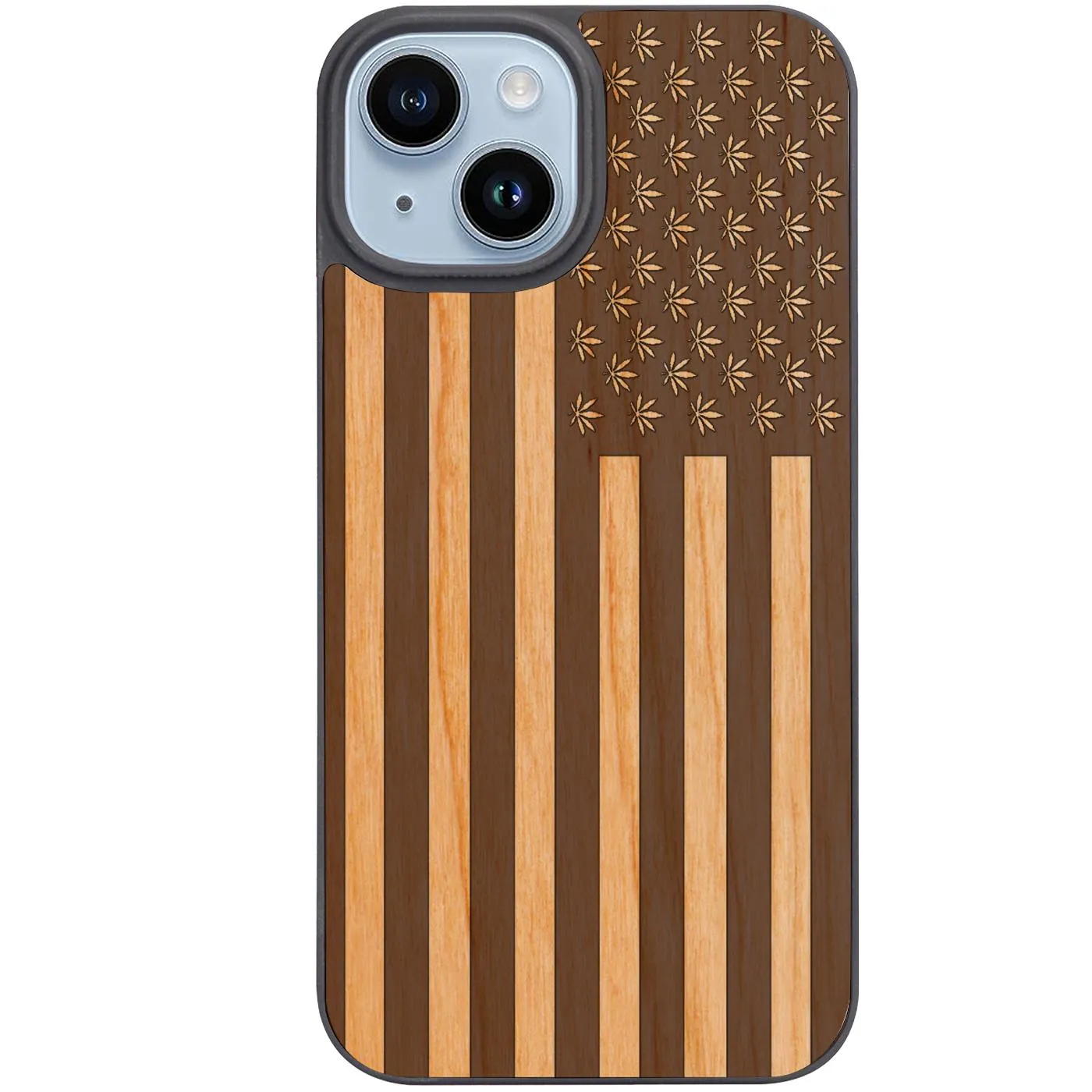 USA Flag Marijuana - Engraved Phone Case Protective Build Texture Ergonomic Texture