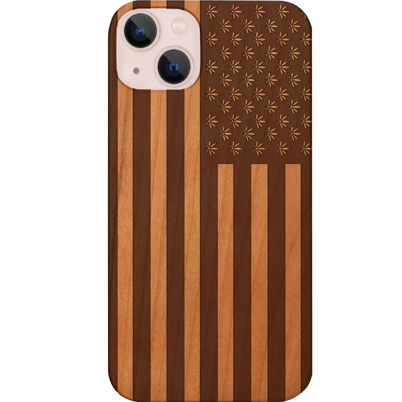 USA Flag Marijuana - Engraved Phone Case Flexible Detail Design