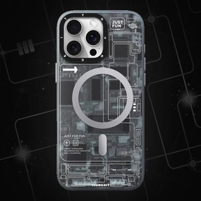 YOUNGKIT Futuristic Circuit Shield MagSafe Case - iPhone Soft Texture Modern Function