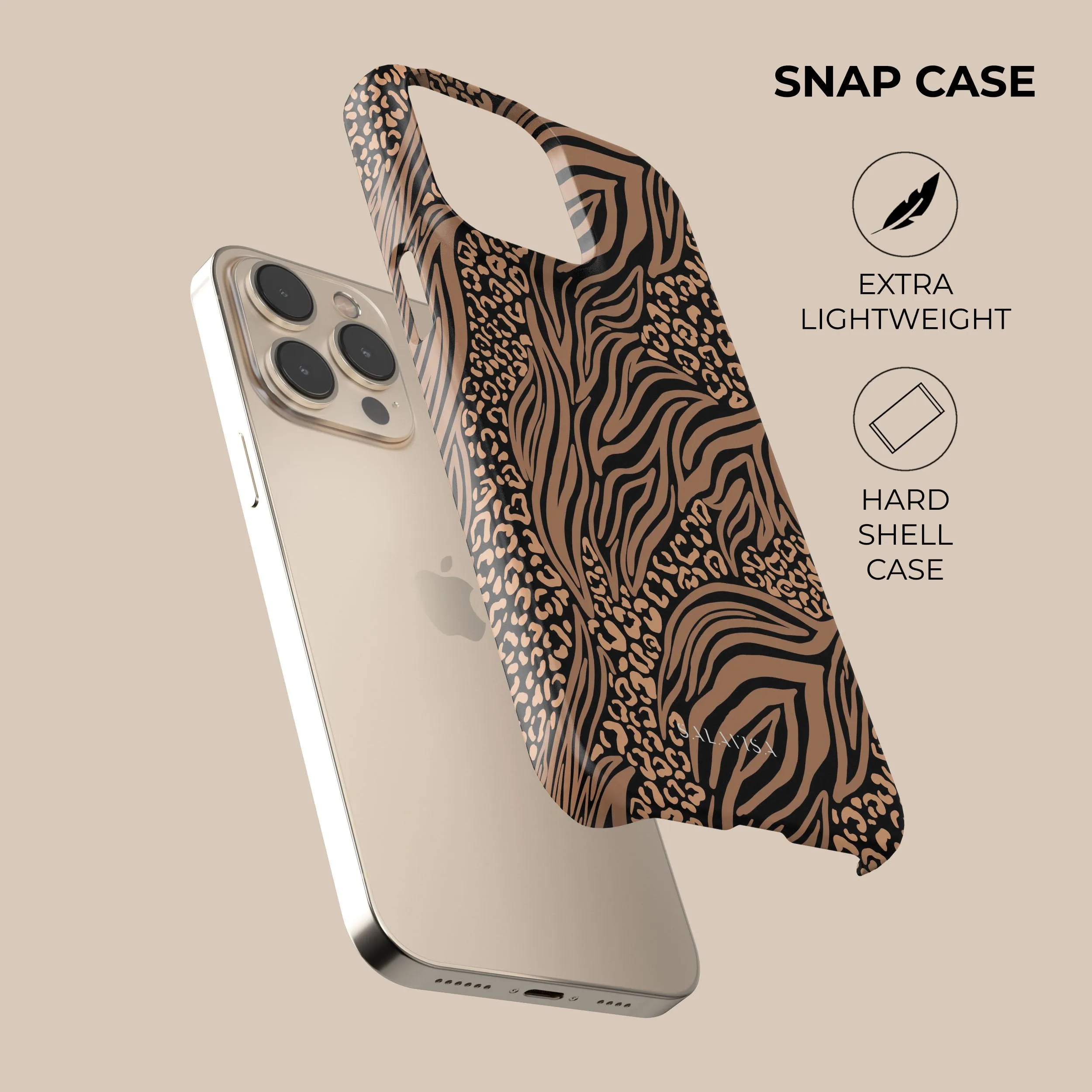 Zebra Leopard Phone Case Hybrid Grip Finish